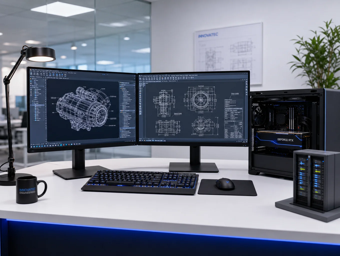Dual-Display Heavy Compute Engineering Workstation